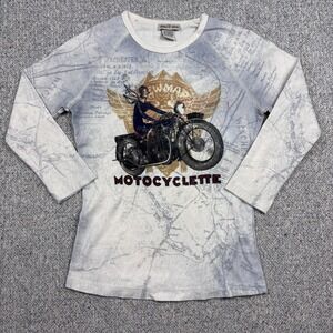 Skinny Minnie Kids Motocyclette Motorcycle Graphic Shirt USA Made Youth S